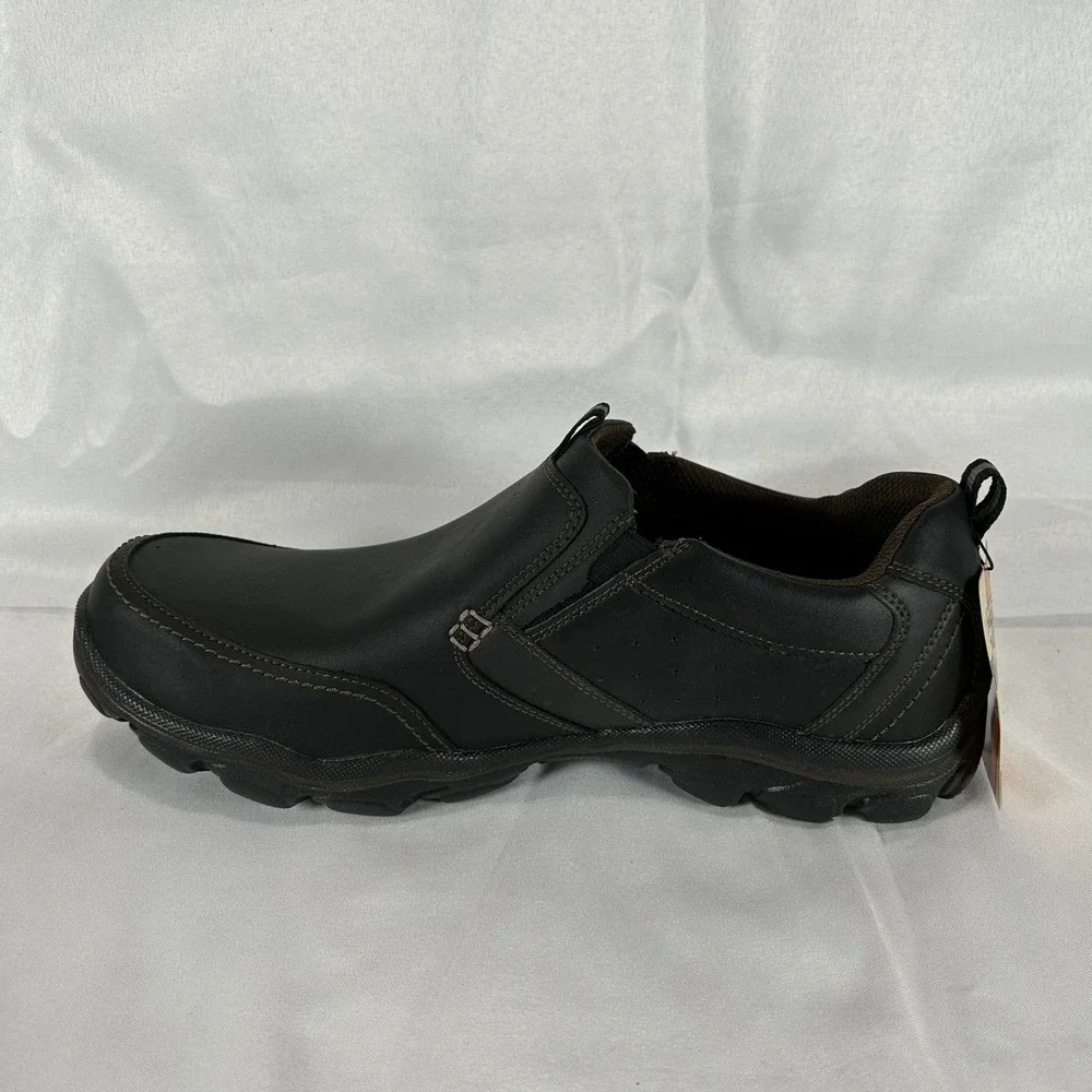 Skechers Relaxed Fit Mens Dark Brown Memory Foam Slip On Loafers Shoes Size 11